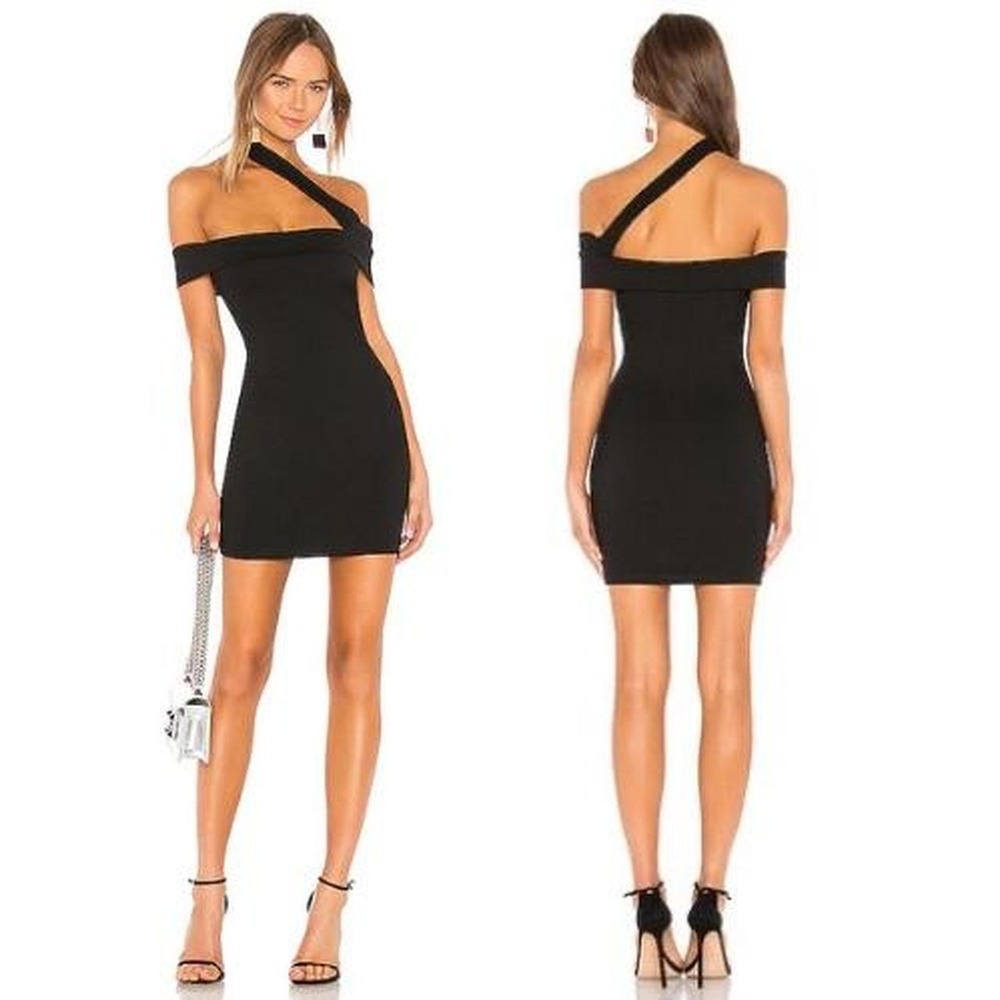 Superdown Linda Asymmetric Bodycon Dress Black One Shoulder Mini Dress M Revolve
